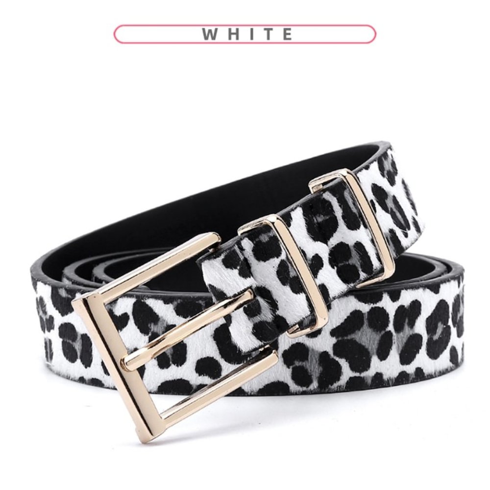 Leopard Belt White Square Buckle Quality Medium